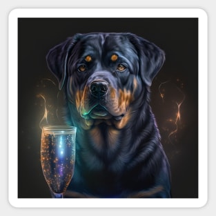 Rottweiler Enjoys A Drink Sticker